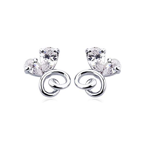 ZMC Women's Rhodium Plated Alloy Austrian Crystals Stud Earrings, Silver/White freeshipping - ZMC STORE