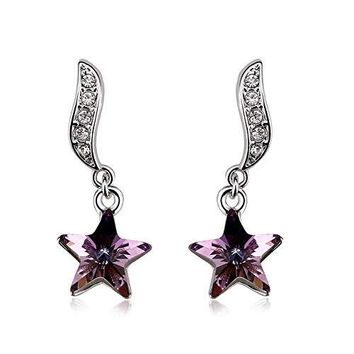 ZMC Women's Rhodium Plated Swarovski and Austrian Crystals Drop Earrings, Silver/ freeshipping - ZMC STORE