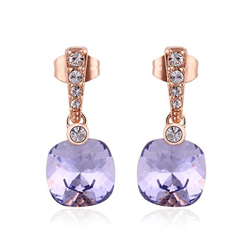 ZMC Women's Rose Gold Plated Swarovski and Austrian Crystals Dangle Earrings, Rose Gold/Lavender - ZMC STORE