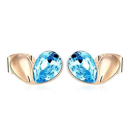 ZMC Women's 18K Gold Plated Swarovski Crystals Stud Earrings, Gold/Ocean - ZMC STORE