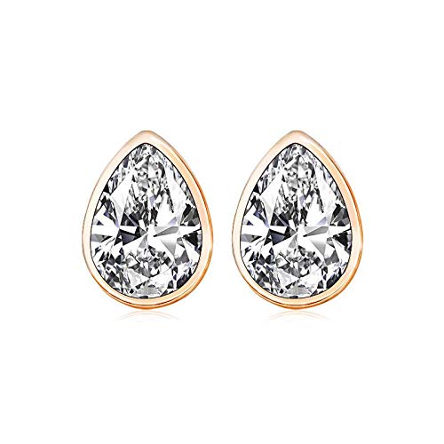 ZMC Women's Rose Gold Plated Alloy Swarovski Crystals Stud Earrings, Rose Gold/White - ZMC STORE