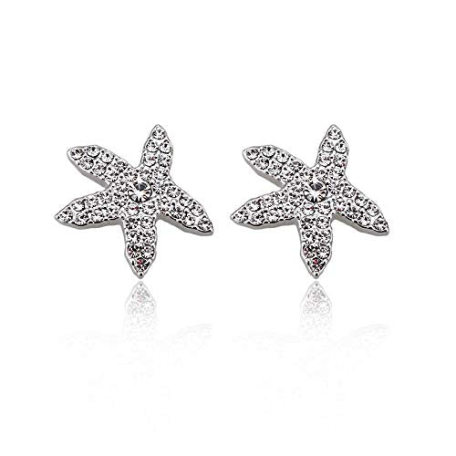 ZMC Women's Rhodium Plated Alloy Austrian Crystals Stud Earrings, Silver/White freeshipping - ZMC STORE