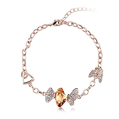 ZMC Rose Gold Plated Alloy Swarovski Crystals and Austrian Crystals Chain Bracelet for Women - ZMC STORE