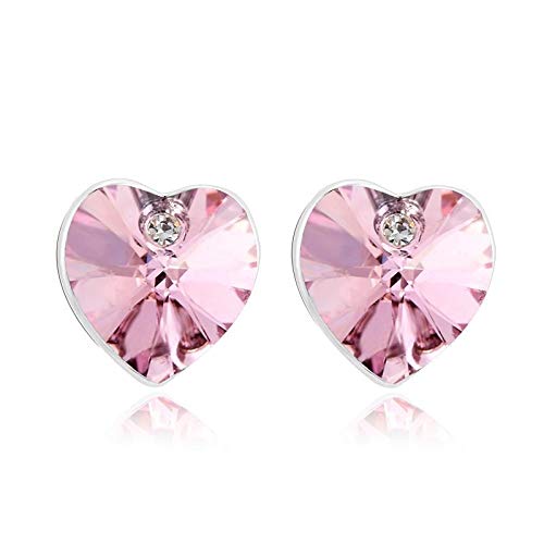 ZMC Women's Rhodium Plated Swarovski and Austrian Crystals Stud Earrings, Silver/Light Rose freeshipping - ZMC STORE