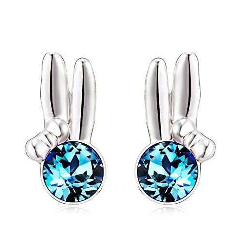 ZMC Women's Rhodium Plated Swarovski Crystals Stud Earrings, Silver/Violet freeshipping - ZMC STORE