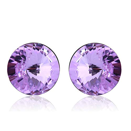 ZMC Women's Rhodium Plated Swarovski Crystals Stud Earrings, Silver/Violet freeshipping - ZMC STORE