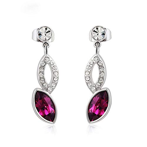 ZMC Women's Rhodium Plated Swarovski and Austrian Crystals Dangle Earrings, Silver/Hot freeshipping - ZMC STORE