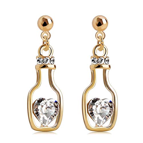 ZMC Women's 18K Gold Plated Alloy Swarovski and Austrian Crystals Dangle Earrings, Gold/White - ZMC STORE