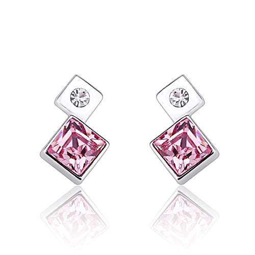 ZMC Women's Rhodium Plated Swarovski and Austrian Crystals Stud Earrings, Silver/Colorful freeshipping - ZMC STORE