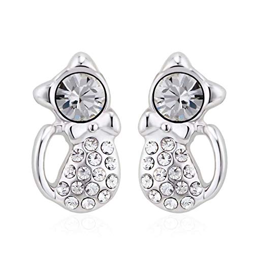 ZMC Women's Rhodium Plated Swarovski and Austrian Crystals Stud Earrings, Silver/ freeshipping - ZMC STORE