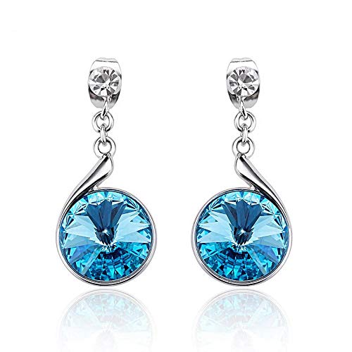 ZMC Women's Rhodium Plated Swarovski and Austrian Crystals Dangle Earrings, Silver/Light Rose freeshipping - ZMC STORE
