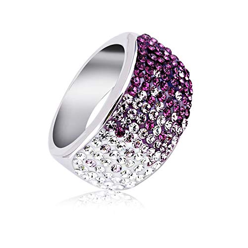 ZMC Women's Rhodium Plated Austrian Crystals Band Ring - M freeshipping - ZMC STORE