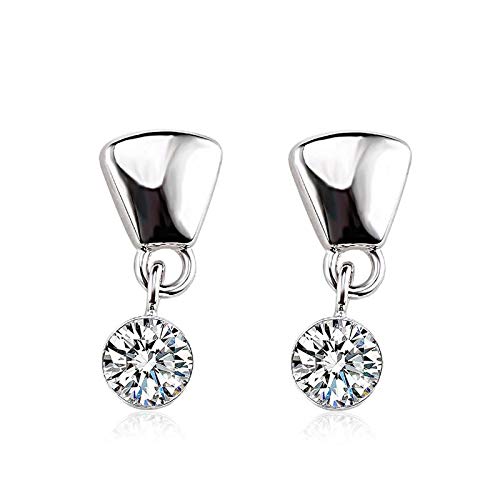 ZMC Women's Rhodium Plated Swarovski Crystals Drop Earrings, Silver/Light Rose freeshipping - ZMC STORE