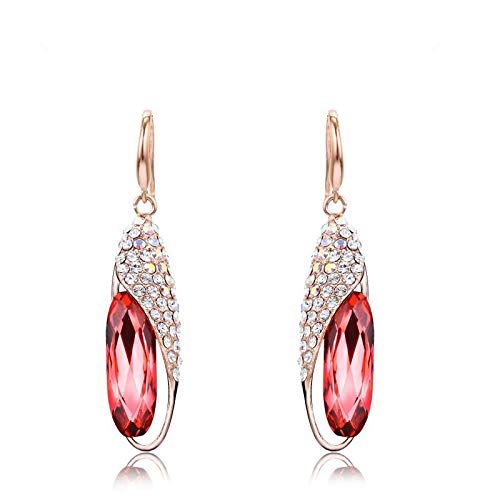 ZMC Women's Rose Gold Plated Alloy Swarovski and Austrian Crystals Dangle Earrings, Rose Gold/Red freeshipping - ZMC STORE