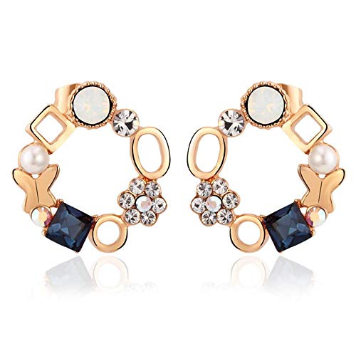 ZMC Women's Rose Gold Plated Swarovski and Austrian Crystals Stud Earrings, Rose Gold/Black - ZMC STORE