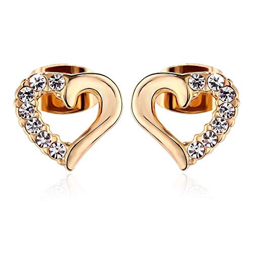ZMC Women's Rose Gold Plated Alloy Austrian Crystals Stud Earrings, Rose Gold/White freeshipping - ZMC STORE
