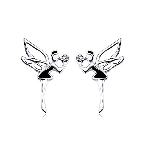 ZMC Women's Rhodium Plated Alloy Austrian Crystals Stud Earrings, Silver/Black freeshipping - ZMC STORE