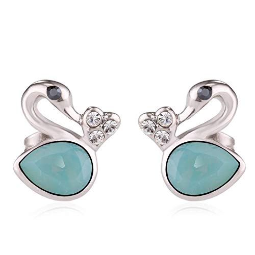 ZMC Women's Rhodium Plated Alloy Swarovski and Austrian Crystals Stud Earrings, Silver/Green freeshipping - ZMC STORE