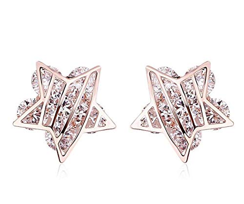 ZMC Women's Rose Gold Plated Alloy Austrian Crystals Stud Earrings, Rose Gold/White freeshipping - ZMC STORE