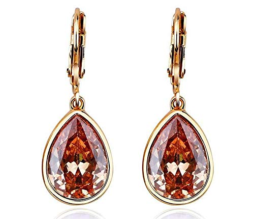 ZMC Women's 18K Gold Plated Swarovski Crystals Dangle Earrings, Gold/Tanzanite - ZMC STORE