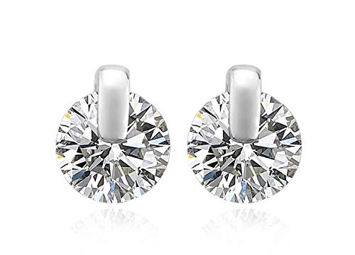 ZMC Women's Rhodium Plated Alloy Swarovski Crystals Stud Earrings, Silver/White freeshipping - ZMC STORE