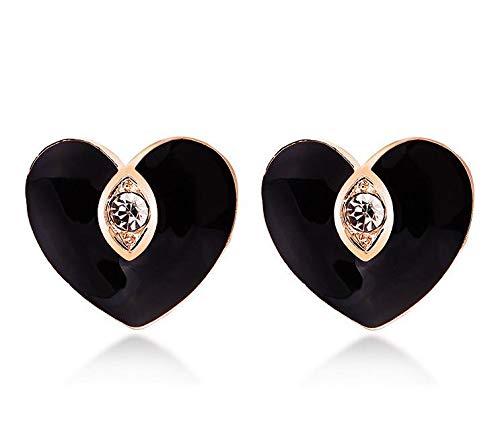 ZMC Women's Rose Gold Plated Alloy Austrian Crystals Stud Earrings, Rose Gold/Black freeshipping - ZMC STORE