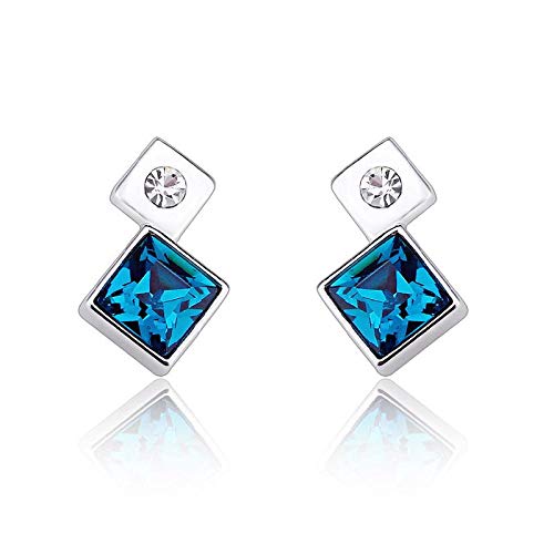ZMC Women's Rhodium Plated Swarovski and Austrian Crystals Stud Earrings, Silver/Colorful freeshipping - ZMC STORE