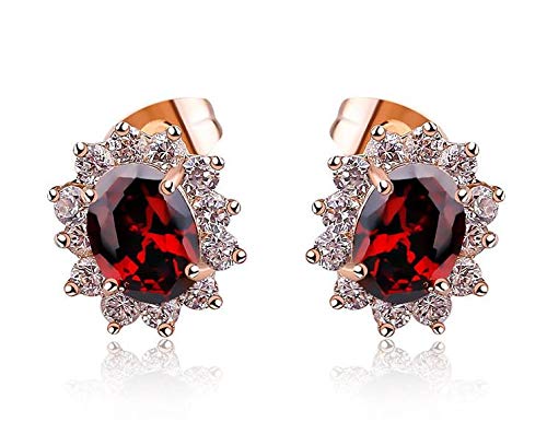 ZMC Women's Rose Gold Plated Alloy Swarovski and Austrian Crystals Stud Earrings, Rose Gold/White - ZMC STORE