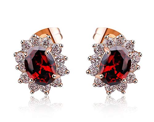 ZMC Women's Rose Gold Plated Alloy Swarovski and Austrian Crystals Stud Earrings, Rose Gold/White - ZMC STORE