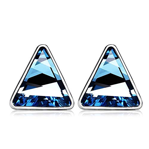 ZMC Women's Rhodium Plated Swarovski and Austrian Crystals Stud Earrings, Silver/Ocean freeshipping - ZMC STORE
