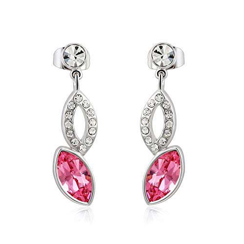ZMC Women's Rhodium Plated Swarovski and Austrian Crystals Dangle Earrings, Silver/Hot freeshipping - ZMC STORE
