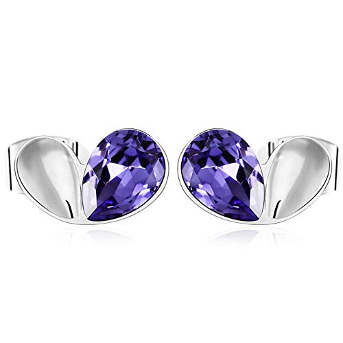 ZMC Women's Rhodium Plated Swarovski Crystals Stud Earrings, Silver/Hot freeshipping - ZMC STORE