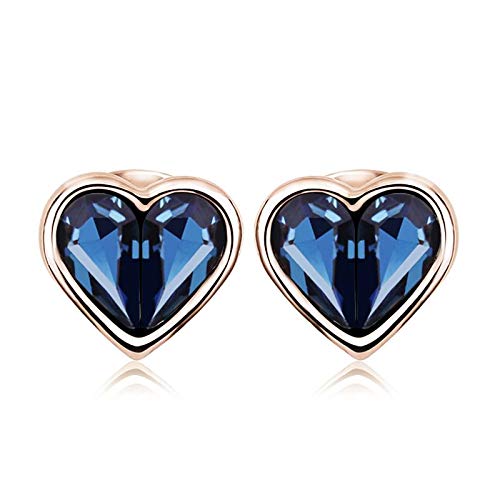 ZMC Women's Rose Gold Plated Swarovski Crystals Stud Earrings, Rose Gold/Black - ZMC STORE