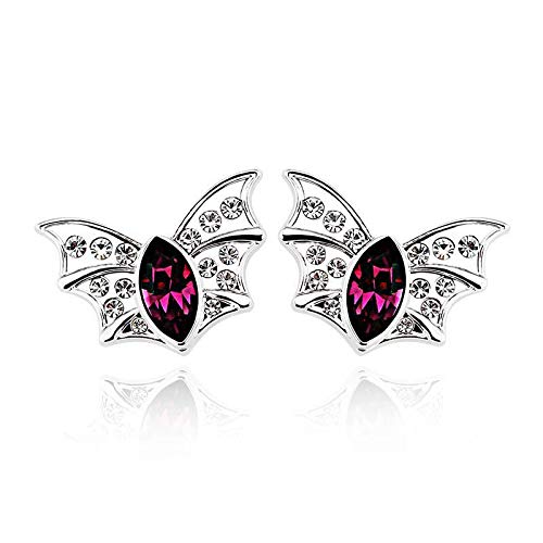ZMC Women's Rhodium Plated Alloy Swarovski and Austrian Crystals Stud Earrings, Silver/Purple freeshipping - ZMC STORE