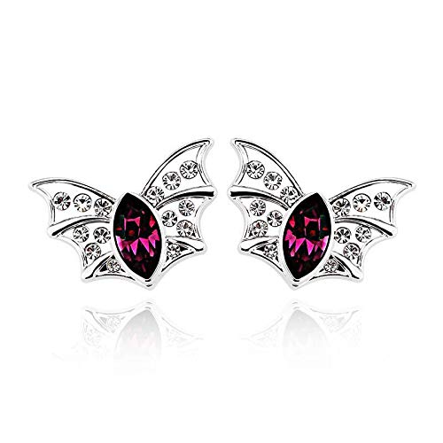 ZMC Women's Rhodium Plated Alloy Swarovski and Austrian Crystals Stud Earrings, Silver/Purple freeshipping - ZMC STORE