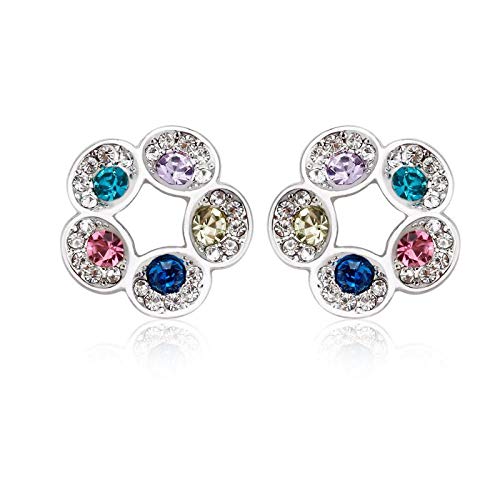 ZMC Women's Rhodium Plated Alloy Swarovski Crystals and Austrian Crystals Stud Earrings, Multi Color freeshipping - ZMC STORE
