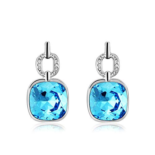 ZMC Women's Rhodium Plated Swarovski and Austrian Crystals Drop Earrings, Silver/Champagne freeshipping - ZMC STORE