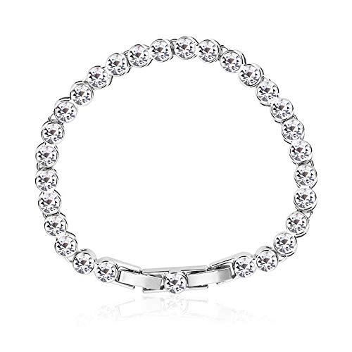 ZMC Rhodium Plated Swarovski Crystals Chain Bracelet for Women - ZMC STORE