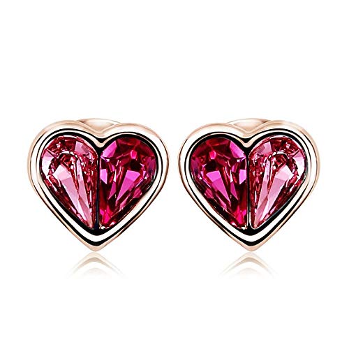 ZMC Women's Rose Gold Plated Swarovski Crystals Stud Earrings, Rose Gold/Black - ZMC STORE