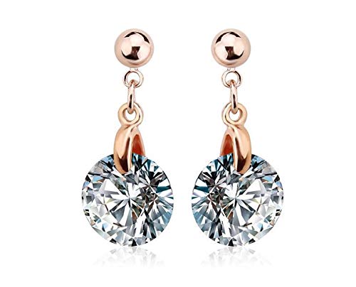 ZMC Women's Rose Gold Plated Swarovski Crystals Dangle Earrings, Rose Gold/ - ZMC STORE