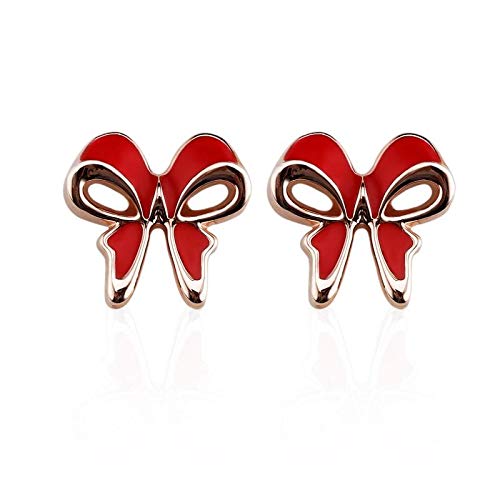 ZMC Women's Rose Gold Plated Alloy Swarovski and Austrian Crystals Stud Earrings, Rose Gold/Red - ZMC STORE
