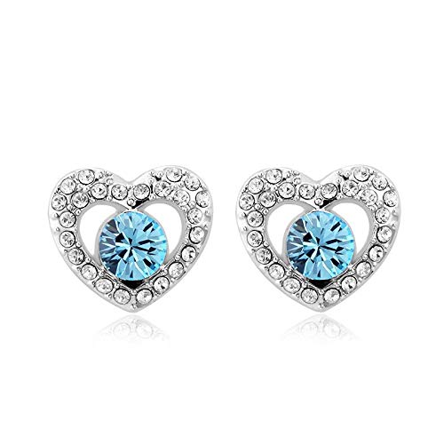 ZMC Women's Rhodium Plated Swarovski and Austrian Crystals Stud Earrings, Silver/Ocean freeshipping - ZMC STORE