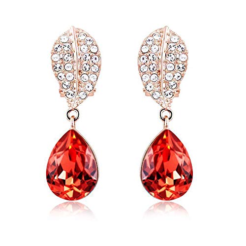 ZMC Women's Rose Gold Plated Swarovski and Austrian Crystals Drop Earrings, Rose Gold/ - ZMC STORE