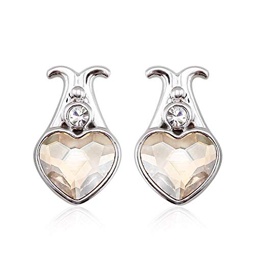 ZMC Women's Rhodium Plated Alloy Swarovski and Austrian Crystals Stud Earrings, Silver/Champagne freeshipping - ZMC STORE