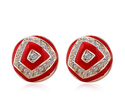 ZMC Women's Rose Gold Plated Alloy Austrian Crystals Stud Earrings, Rose Gold/Red freeshipping - ZMC STORE