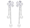 ZMC Women's Rhodium Plated Alloy Austrian Crystals and Imitation Pearls Drop Earrings, Silver/White freeshipping - ZMC STORE