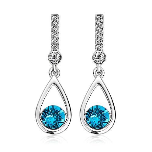 ZMC Women's Rhodium Plated Austrian Crystals and Swarovski Crystals Dangle Earrings, Silver/ freeshipping - ZMC STORE