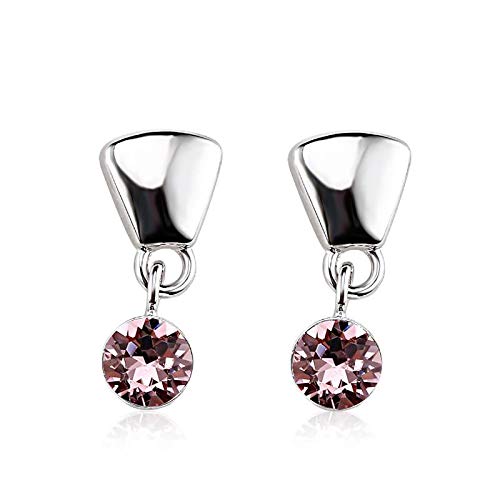 ZMC Women's Rhodium Plated Swarovski Crystals Drop Earrings, Silver/Light Rose freeshipping - ZMC STORE