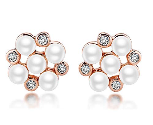 ZMC Women's Rose Gold Plated Alloy Austrian Crystals and Imitation Pearls Stud Earrings, Rose Gold/White freeshipping - ZMC STORE