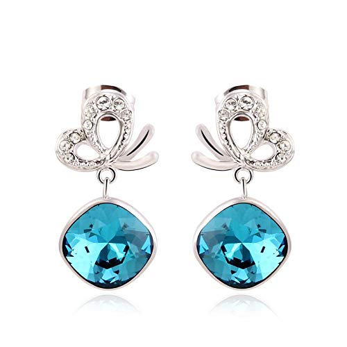 ZMC Women's Rose Gold Plated Swarovski and Austrian Crystals Drop Earrings, Rose Gold/Peach - ZMC STORE